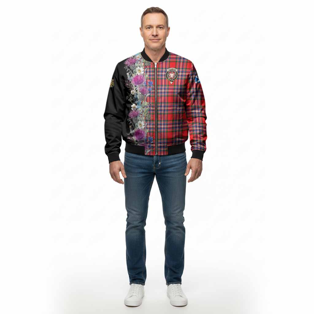 MacFarlane (McFarlane) Tartan Crest Thistle Floral Bomber Jacket - Tartan Vibes Clothing