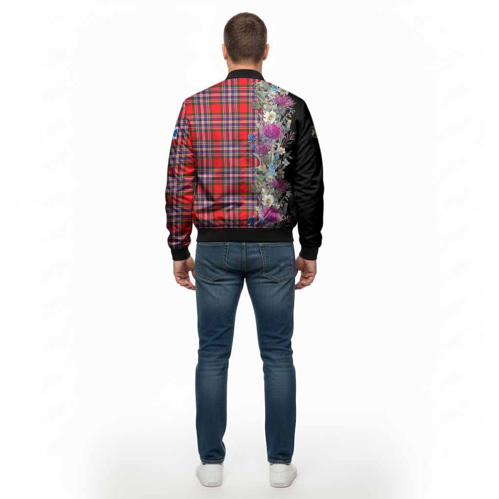 MacFarlane (McFarlane) Tartan Crest Thistle Floral Bomber Jacket - Tartan Vibes Clothing