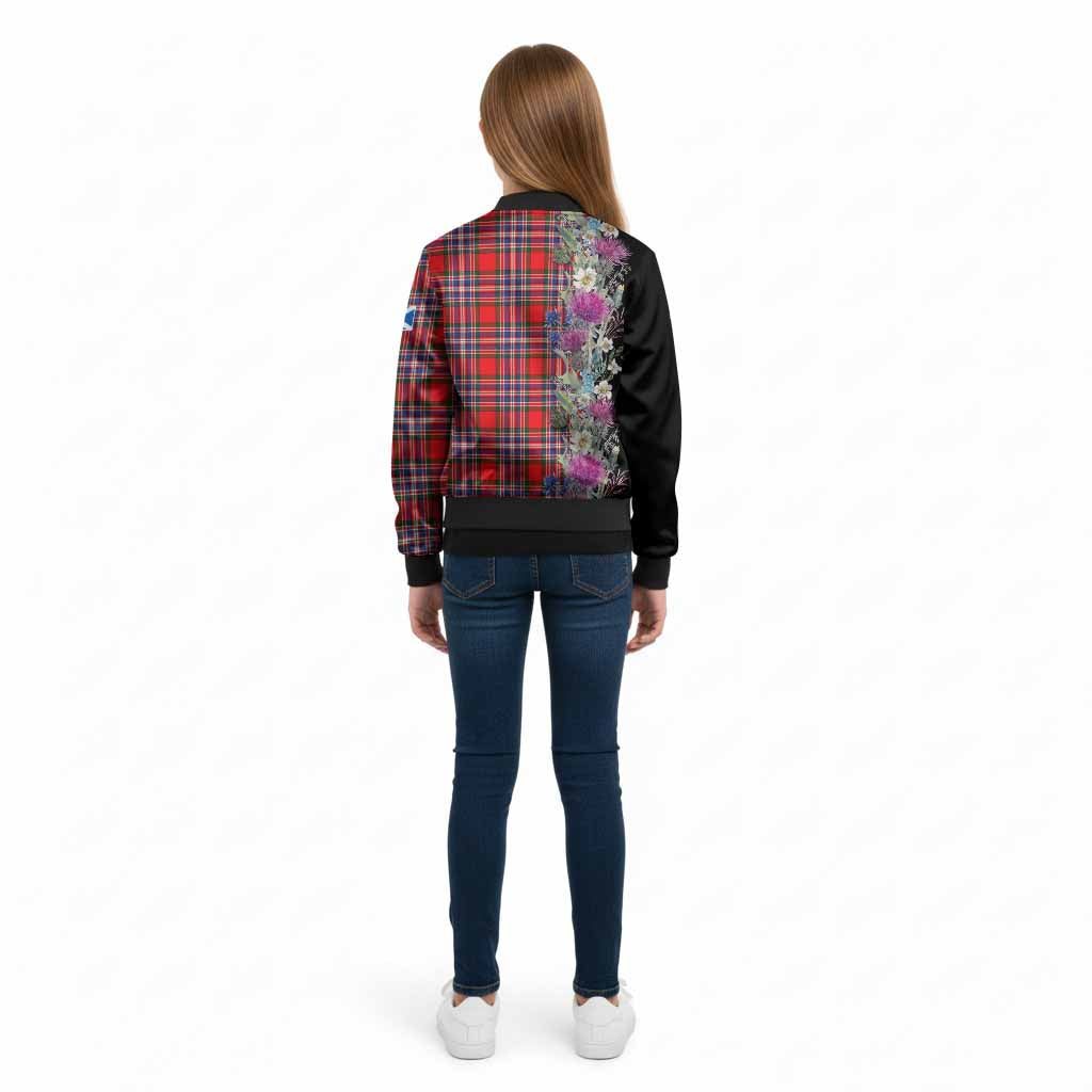 MacFarlane (McFarlane) Tartan Crest Thistle Floral Kid Bomber Jacket - Tartan Vibes Clothing