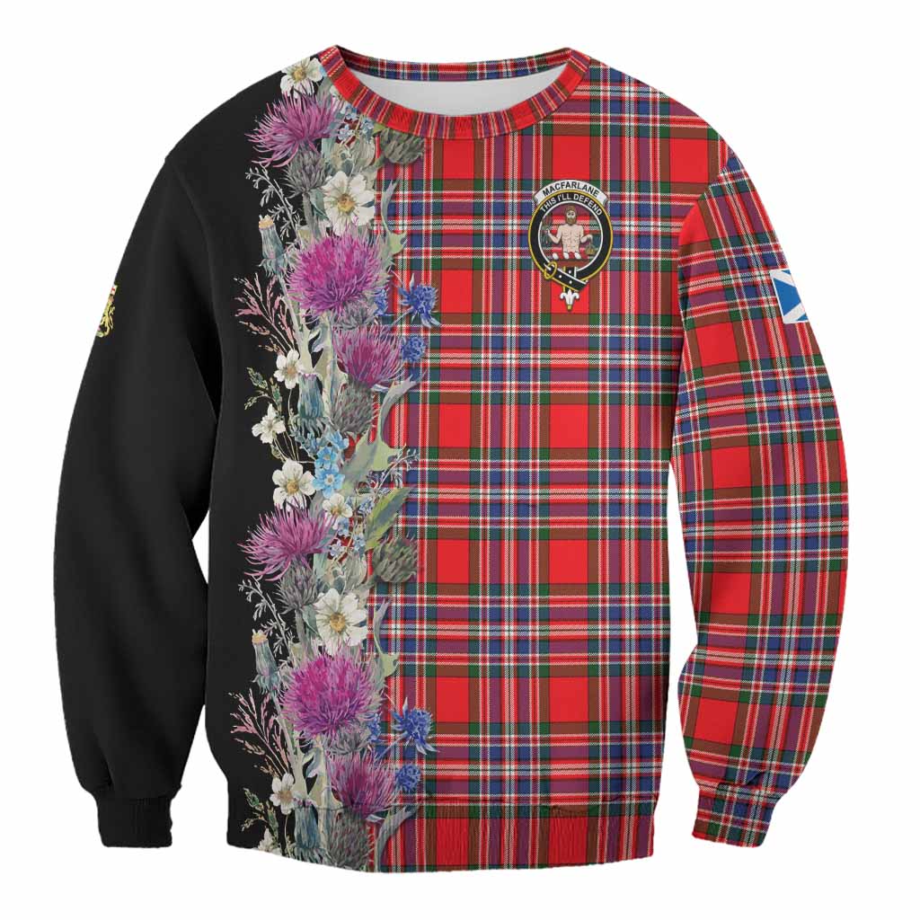 MacFarlane (McFarlane) Tartan Crest Thistle Floral Sweatshirt Unisex - Tartan Vibes Clothing