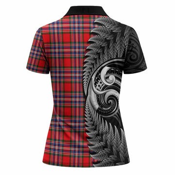 MacFarlane (McFarlane) Tartan Crest Women Polo Shirt With New Zealand Silver Fern Maori Koru