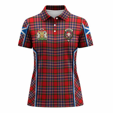 MacFarlane (McFarlane) Tartan Crest Women's Polo Shirt Scotland Coat of Arm Flag Style