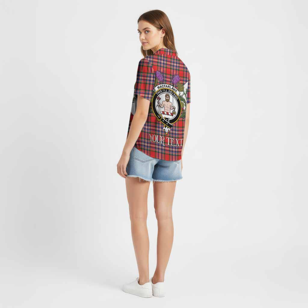 MacFarlane (McFarlane) Tartan Family Crest Cotton Hawaiian Shirt Scottish Burns Night Thistle Floral