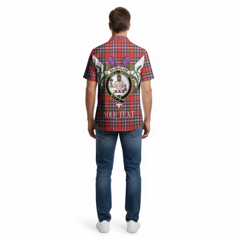 MacFarlane (McFarlane) Tartan Family Crest Cotton Hawaiian Shirt Scottish Burns Night Thistle Floral