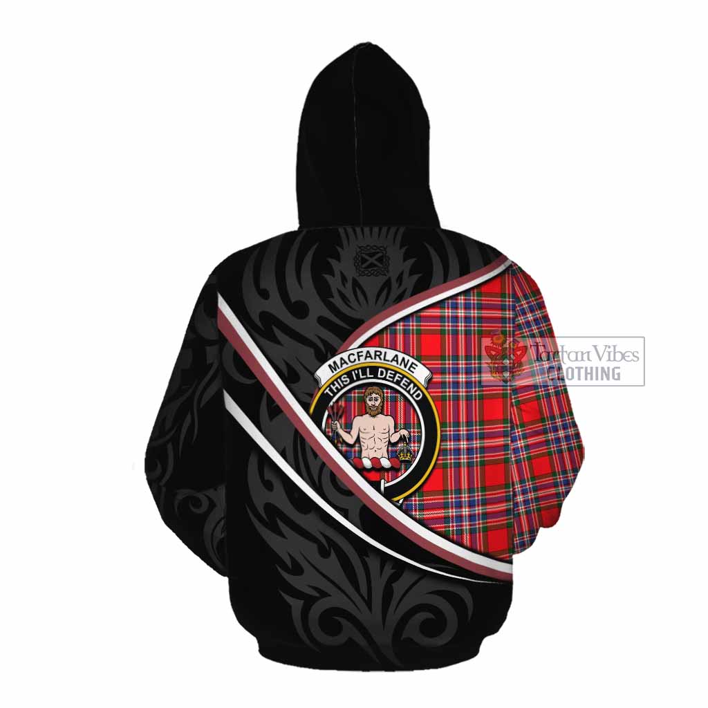 MacFarlane (McFarlane) Tartan Family Crest Cotton Hoodie Celtic Scottish Thistle Floral - Tartan Vibes Clothing