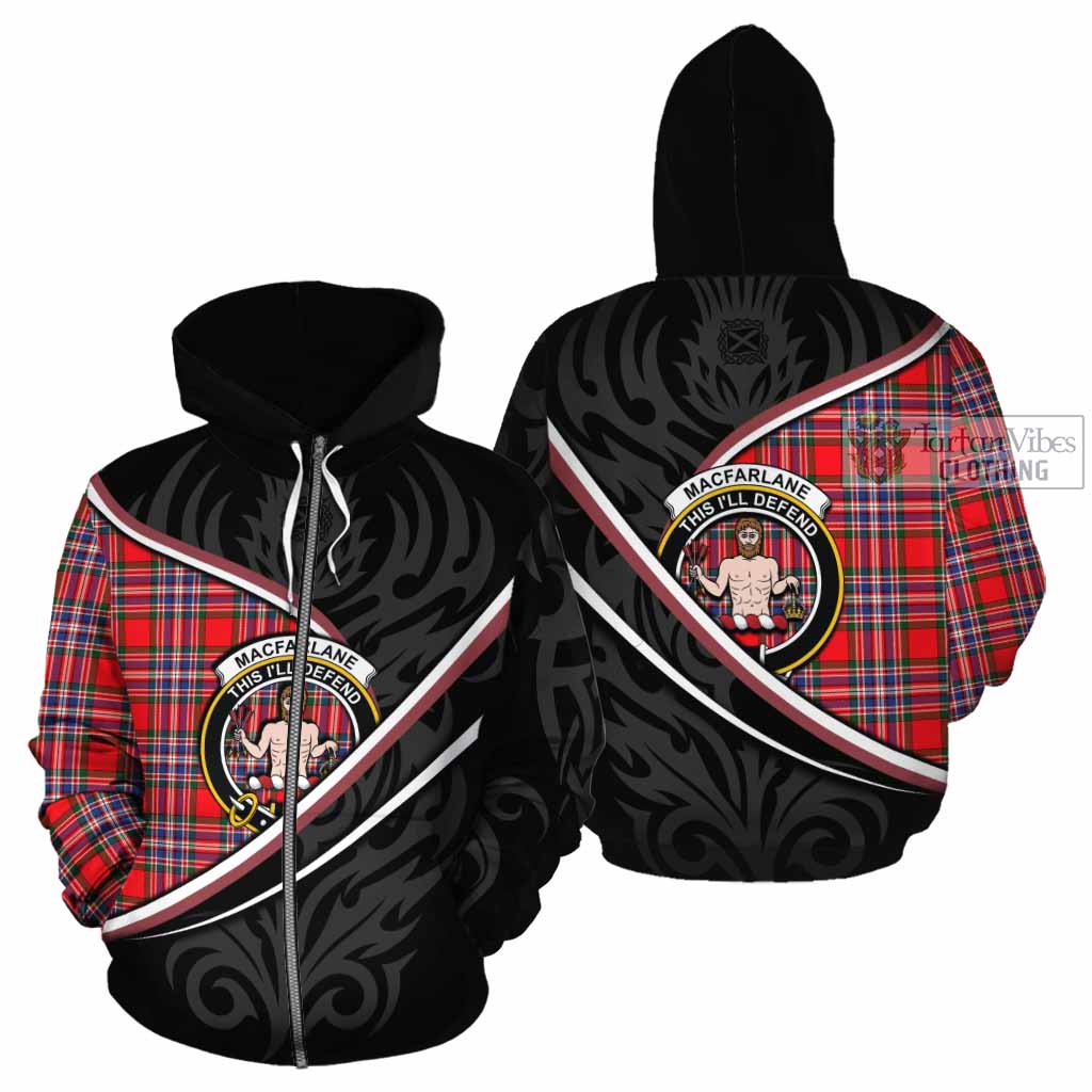 MacFarlane (McFarlane) Tartan Family Crest Cotton Hoodie Celtic Scottish Thistle Floral - Tartan Vibes Clothing