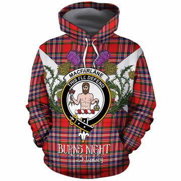 MacFarlane (McFarlane) Tartan Family Crest Cotton Hoodie Scottish Burns Night Thistle Floral