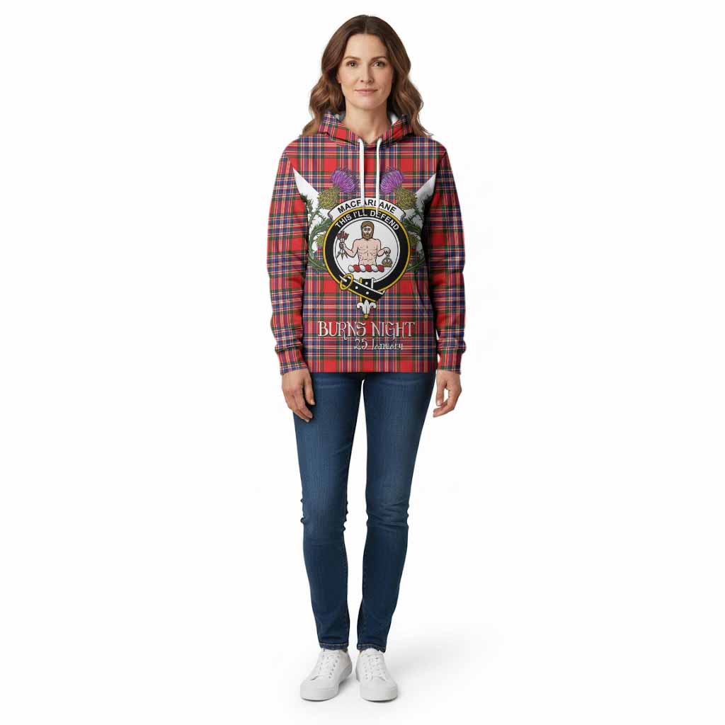 MacFarlane (McFarlane) Tartan Family Crest Cotton Hoodie Scottish Burns Night Thistle Floral