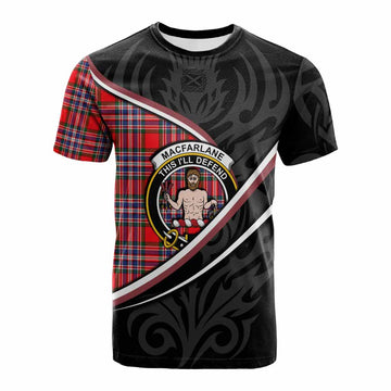 MacFarlane (McFarlane) Tartan Family Crest Cotton T-shirt Celtic Scottish Thistle Floral - Tartan Vibes Clothing