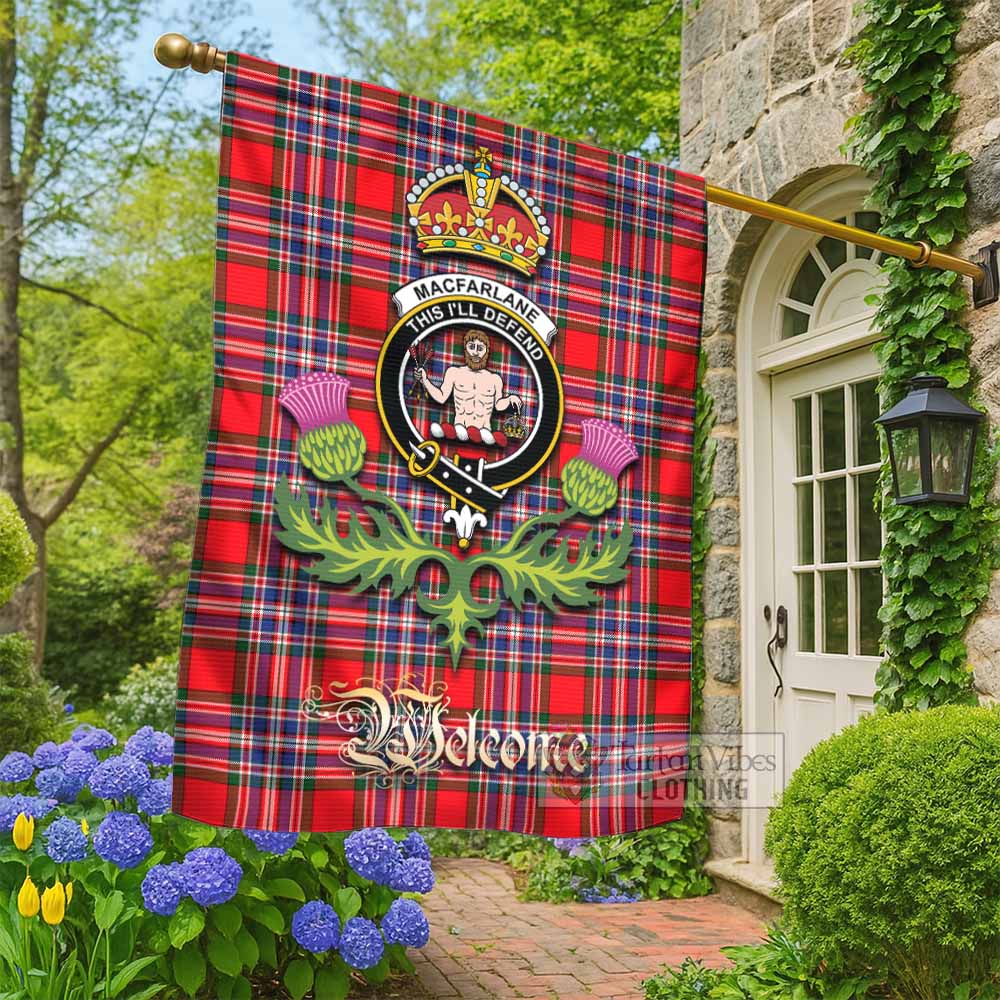 MacFarlane (McFarlane) Tartan Family Crest Garden Flag Royal Thistle Welcome Style - Tartan Vibes Clothing