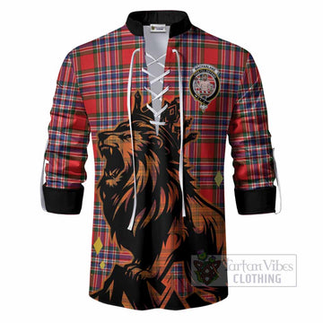 MacFarlane (McFarlane) Tartan Family Crest Ghillie Shirt Crowned Lion Roaring