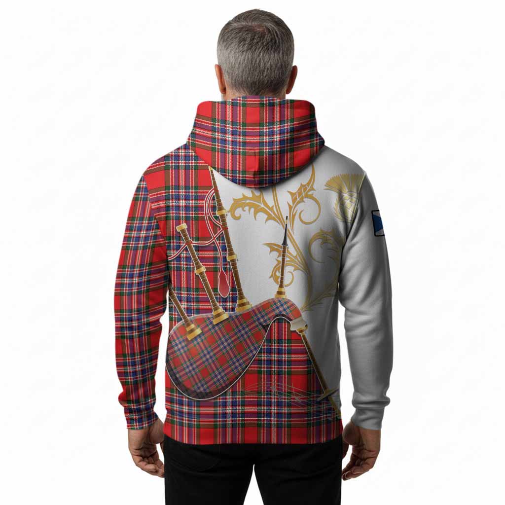 MacFarlane (McFarlane) Tartan Family Crest Hoodie Bagpipes with Scottish Thistle