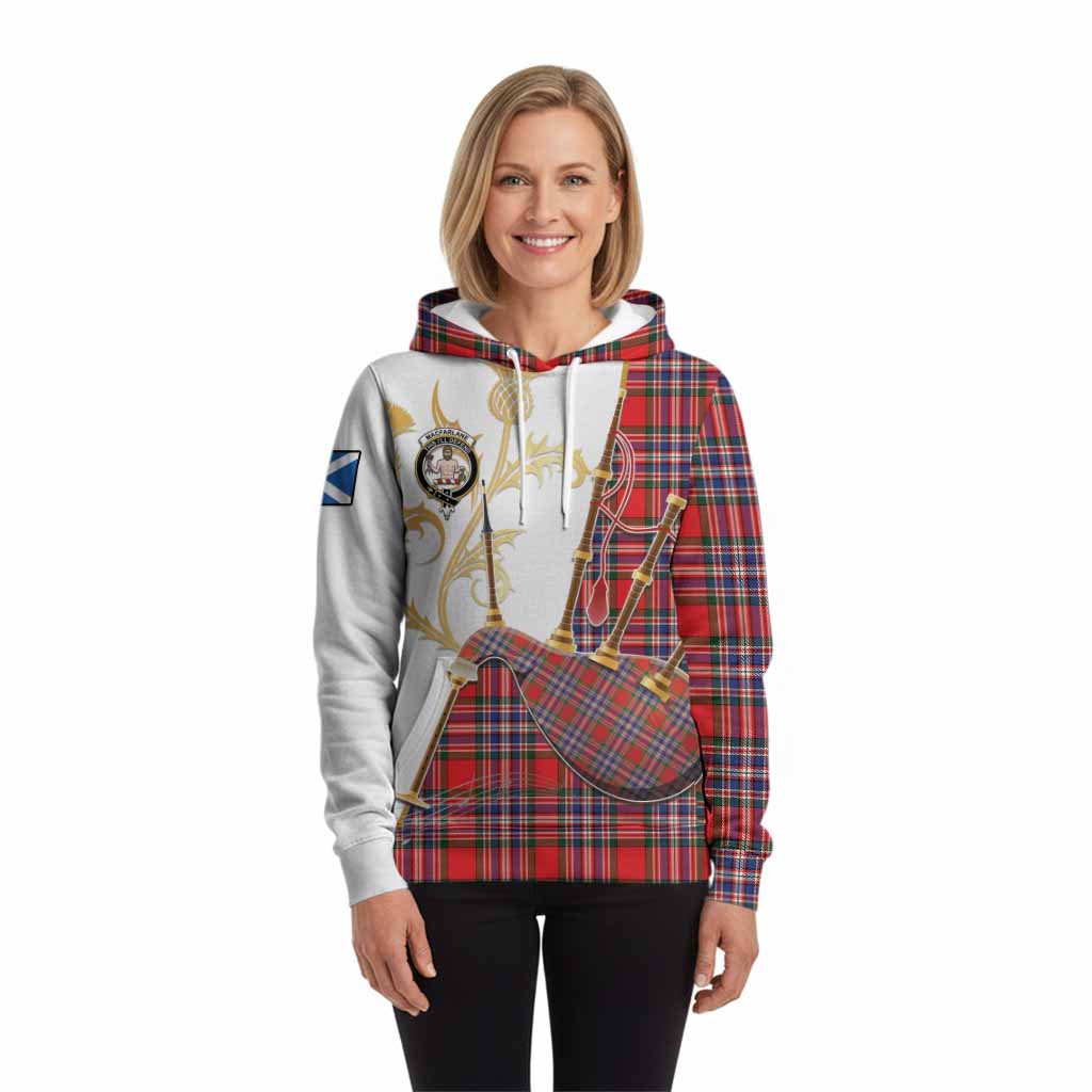 MacFarlane (McFarlane) Tartan Family Crest Hoodie Bagpipes with Scottish Thistle