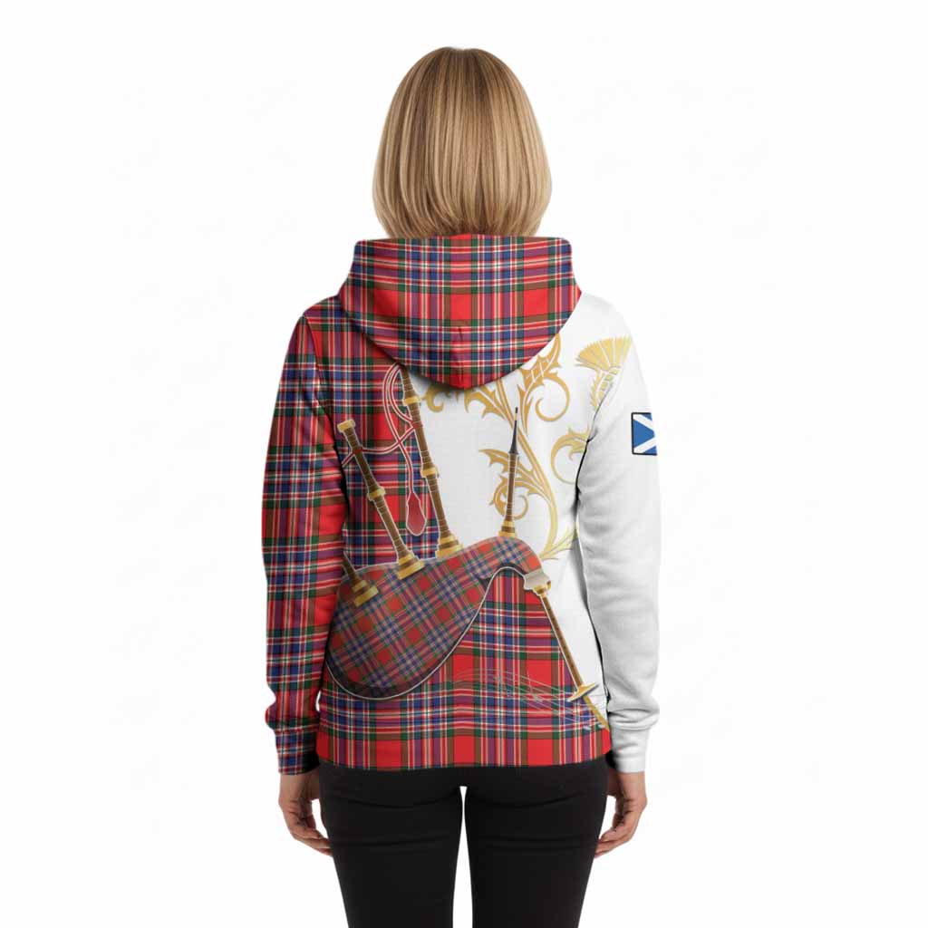 MacFarlane (McFarlane) Tartan Family Crest Hoodie Bagpipes with Scottish Thistle
