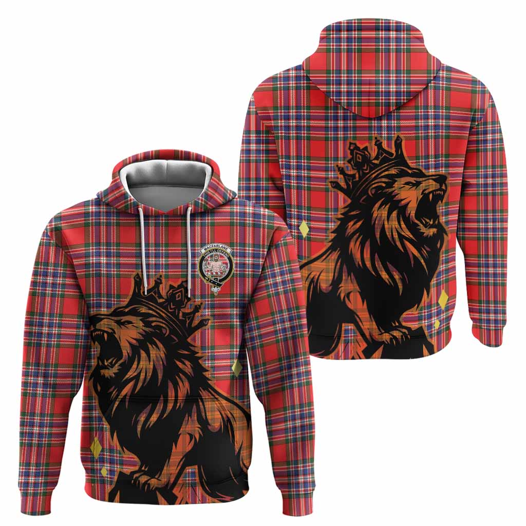 MacFarlane (McFarlane) Tartan Family Crest Hoodie Crowned Lion Roaring