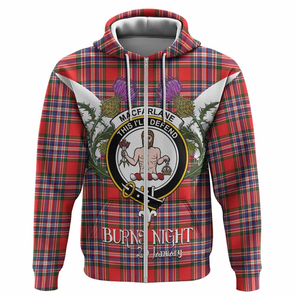 MacFarlane (McFarlane) Tartan Family Crest Hoodie Scottish Burns Night Thistle Floral