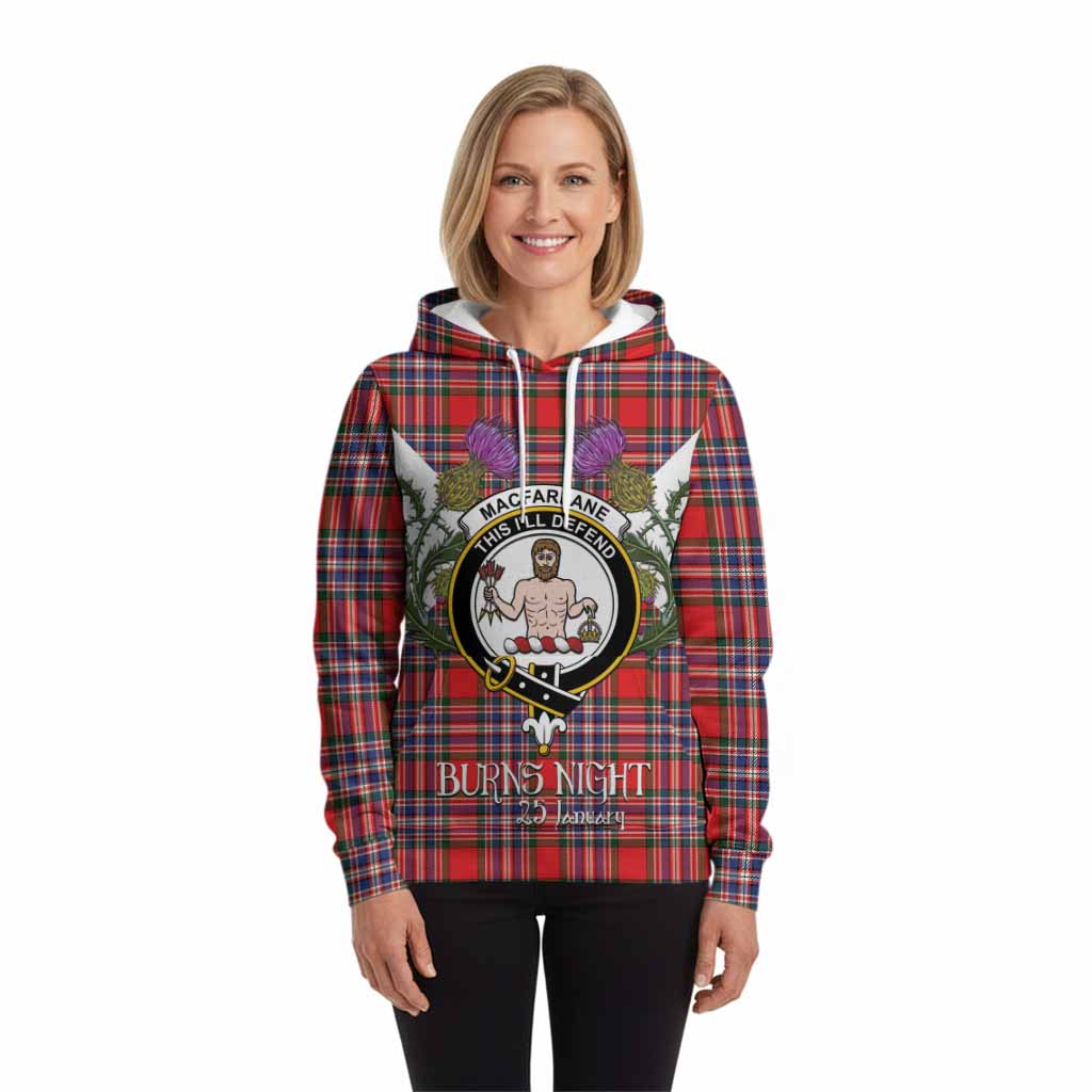 MacFarlane (McFarlane) Tartan Family Crest Hoodie Scottish Burns Night Thistle Floral