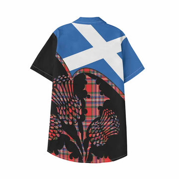 MacFarlane (McFarlane) Tartan Family Crest Kid Hawaiian Shirt Scotland Thistle Floral Flag Style