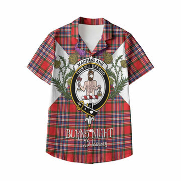 MacFarlane (McFarlane) Tartan Family Crest Kid Hawaiian Shirt Scottish Burns Night Thistle Floral