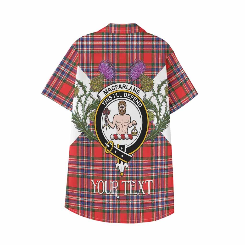 MacFarlane (McFarlane) Tartan Family Crest Kid Hawaiian Shirt Scottish Burns Night Thistle Floral