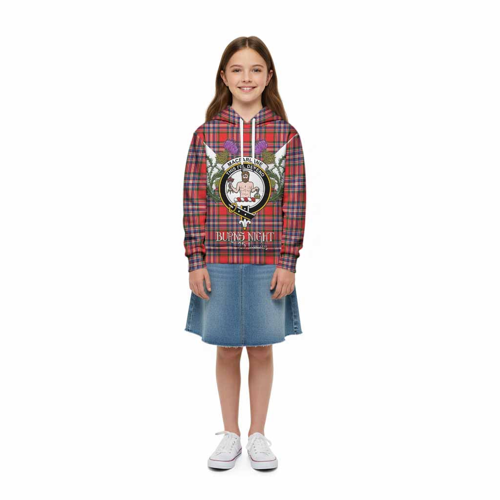 MacFarlane (McFarlane) Tartan Family Crest Kid Hoodie Scottish Burns Night Thistle Floral