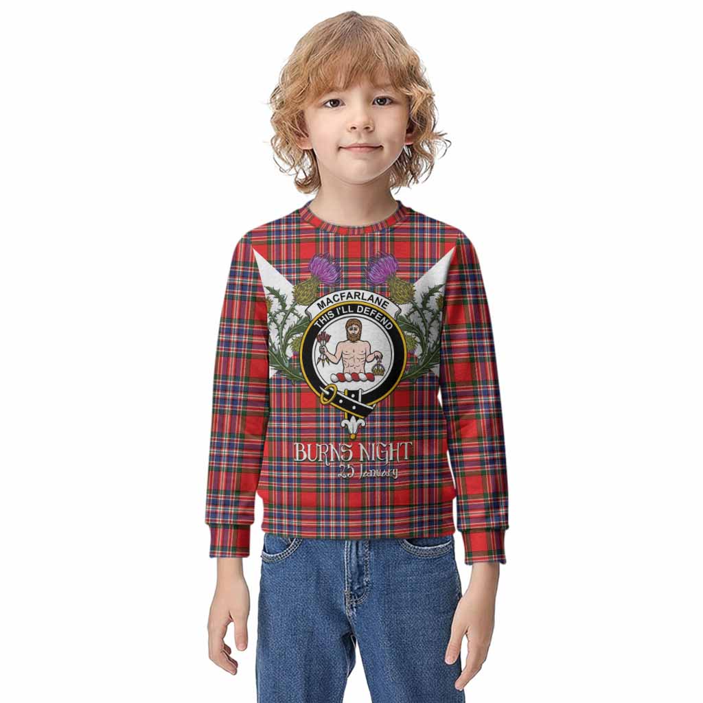 MacFarlane (McFarlane) Tartan Family Crest Kid Knitted Sweatshirt Scottish Burns Night Thistle Floral