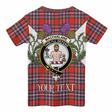 MacFarlane (McFarlane) Tartan Family Crest Kid T-shirt Scottish Burns Night Thistle Floral
