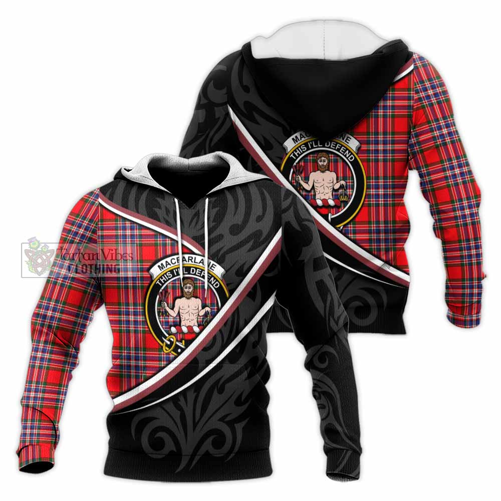 MacFarlane (McFarlane) Tartan Family Crest Knitted Hoodie Celtic Scottish Thistle Floral - Tartan Vibes Clothing