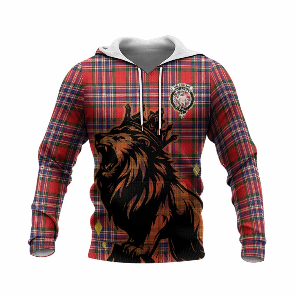 MacFarlane (McFarlane) Tartan Family Crest Knitted Hoodie Crowned Lion Roaring