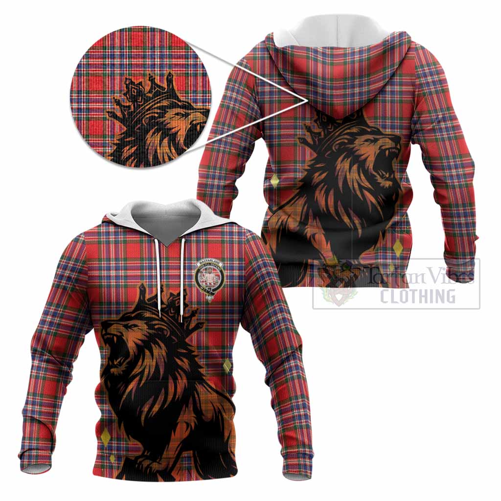 MacFarlane (McFarlane) Tartan Family Crest Knitted Hoodie Crowned Lion Roaring