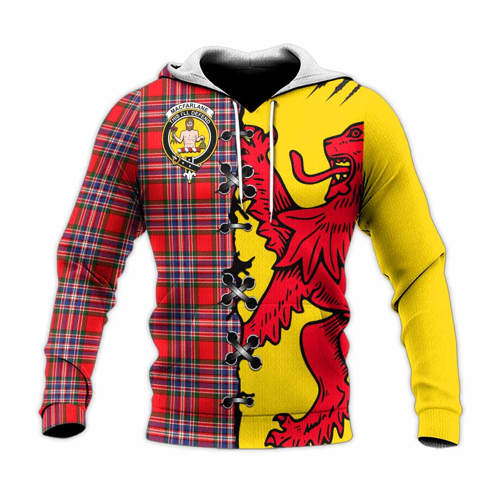 MacFarlane (McFarlane) Tartan Family Crest Knitted Hoodie Lion Rampant Honor - Tartan Vibes Clothing