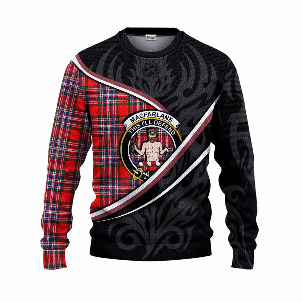 MacFarlane (McFarlane) Tartan Family Crest Knitted Sweater Celtic Scottish Thistle Floral - Tartan Vibes Clothing