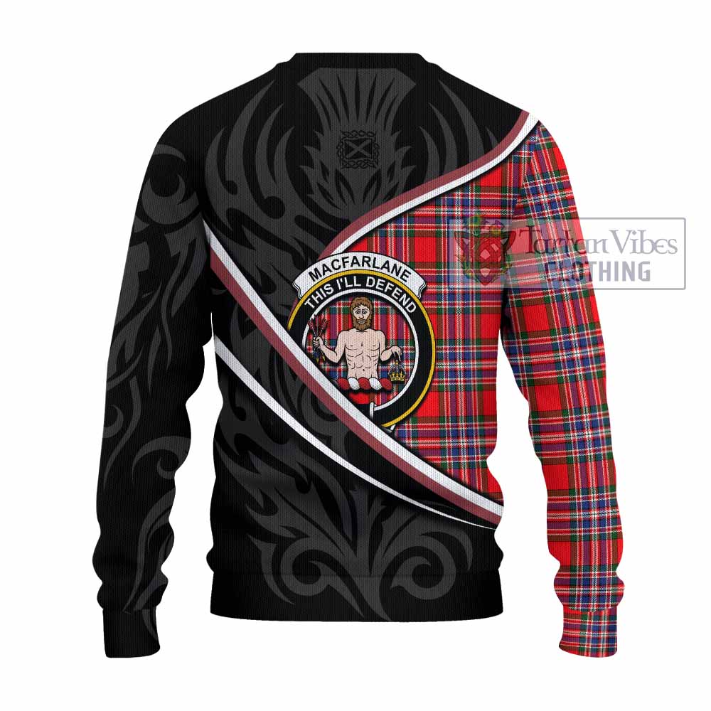 MacFarlane (McFarlane) Tartan Family Crest Knitted Sweater Celtic Scottish Thistle Floral - Tartan Vibes Clothing