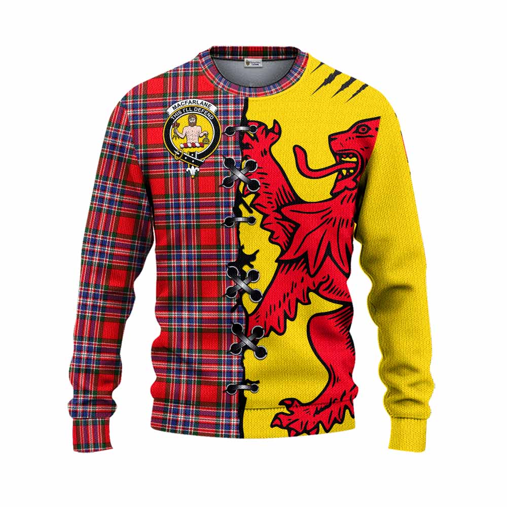 MacFarlane (McFarlane) Tartan Family Crest Knitted Sweater Lion Rampant Honor - Tartan Vibes Clothing