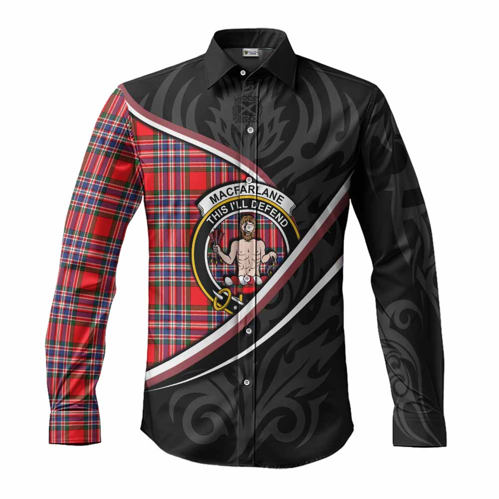 MacFarlane (McFarlane) Tartan Family Crest Long Sleeve Button Shirts Celtic Scottish Thistle Floral - Tartan Vibes Clothing