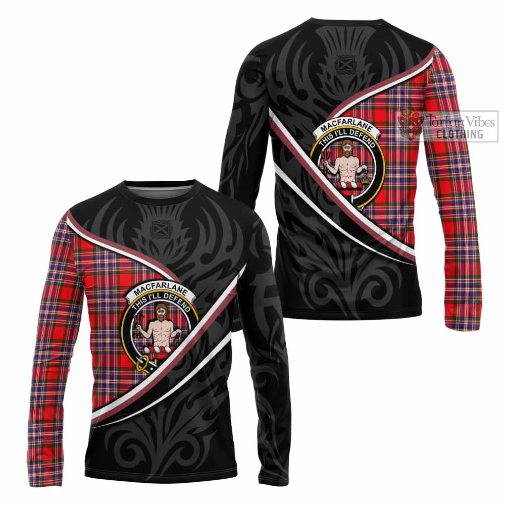 MacFarlane (McFarlane) Tartan Family Crest Long Sleeve T-Shirt Celtic Scottish Thistle Floral - Tartan Vibes Clothing