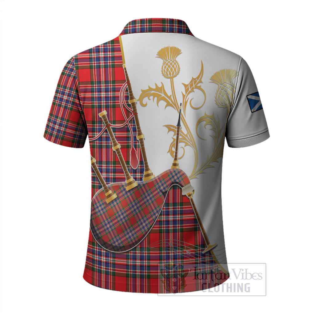 MacFarlane (McFarlane) Tartan Family Crest Polo Shirt Bagpipes with Scottish Thistle