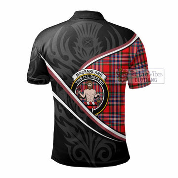 MacFarlane (McFarlane) Tartan Family Crest Polo Shirt Celtic Scottish Thistle Floral