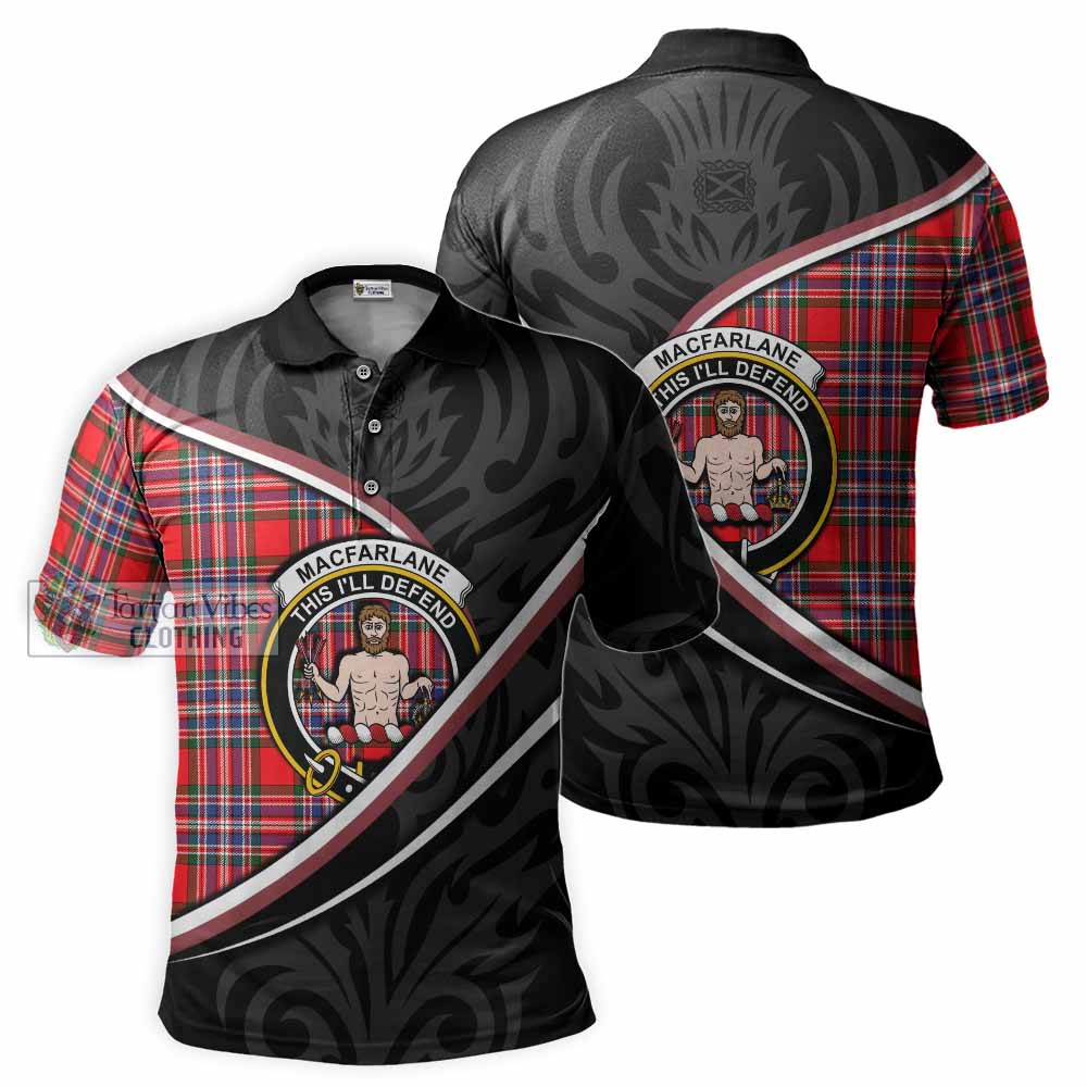 MacFarlane (McFarlane) Tartan Family Crest Polo Shirt Celtic Scottish Thistle Floral - Tartan Vibes Clothing