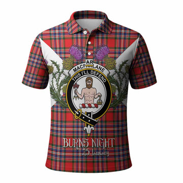 MacFarlane (McFarlane) Tartan Family Crest Polo Shirt Scottish Burns Night Thistle Floral