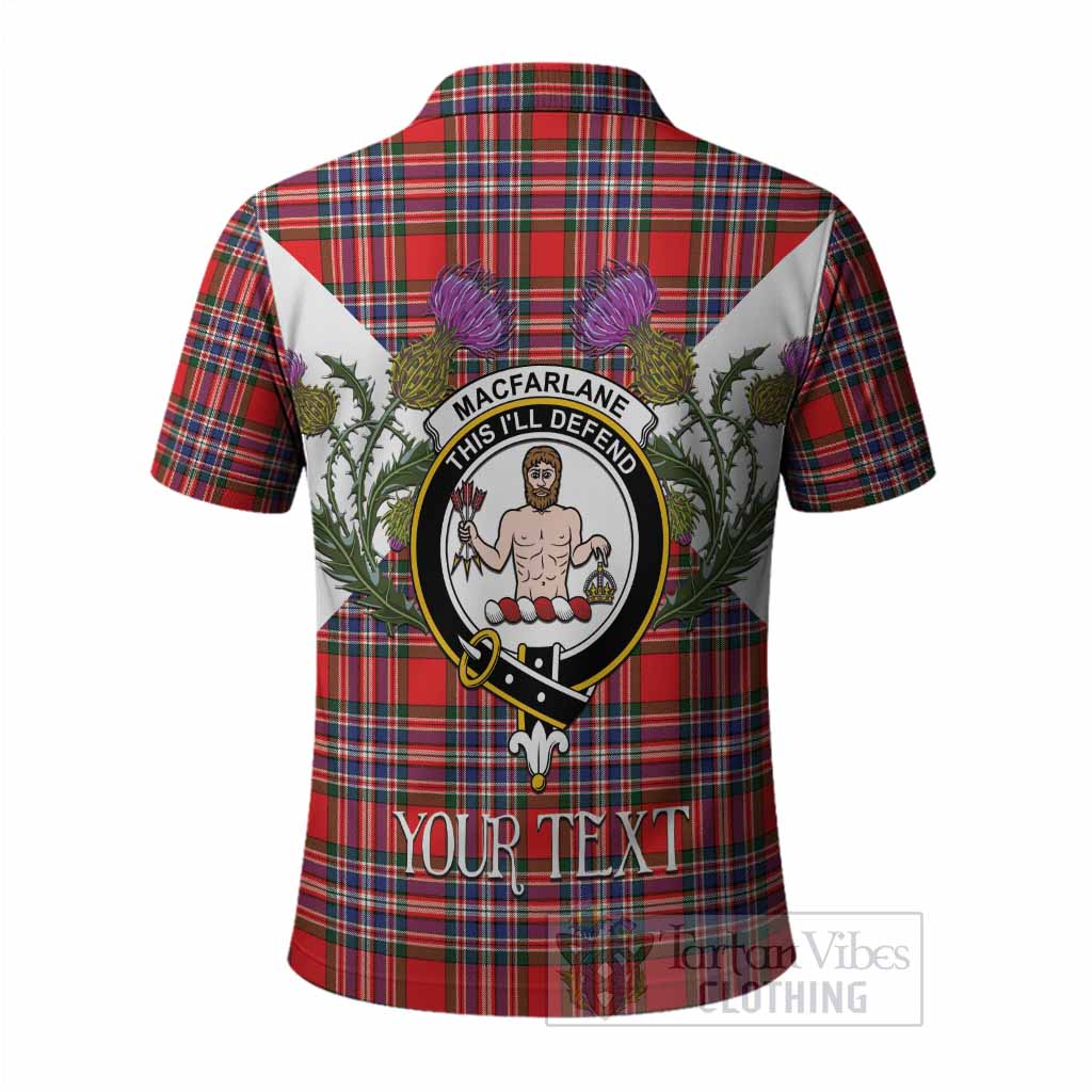 MacFarlane (McFarlane) Tartan Family Crest Polo Shirt Scottish Burns Night Thistle Floral