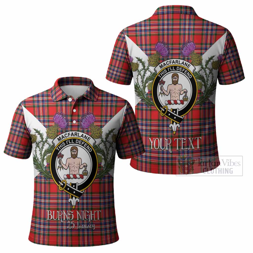 MacFarlane (McFarlane) Tartan Family Crest Polo Shirt Scottish Burns Night Thistle Floral