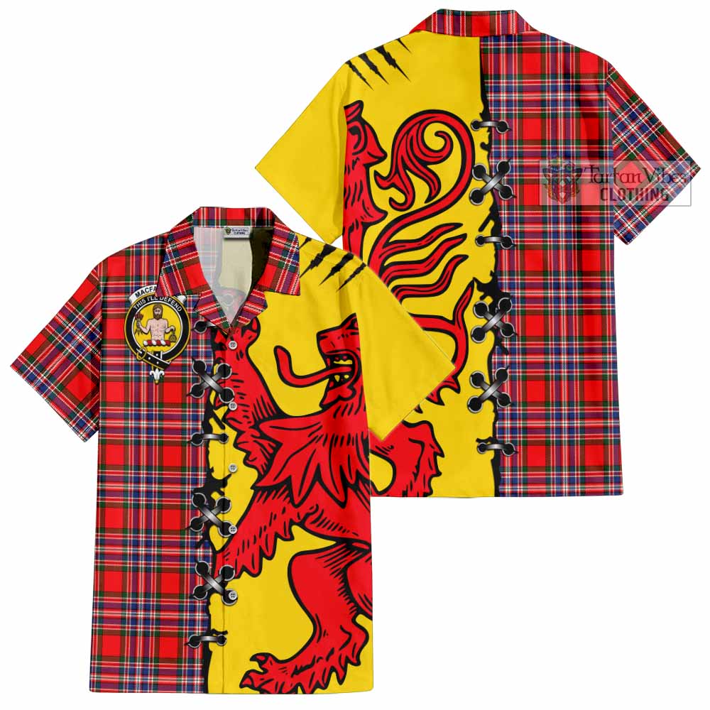 MacFarlane (McFarlane) Tartan Family Crest Short Sleeve Button Shirt Lion Rampant Honor - Tartan Vibes Clothing