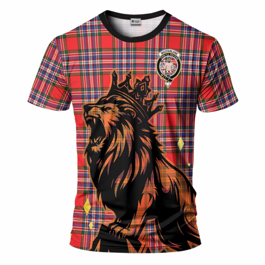 MacFarlane (McFarlane) Tartan Family Crest T-Shirt Crowned Lion Roaring