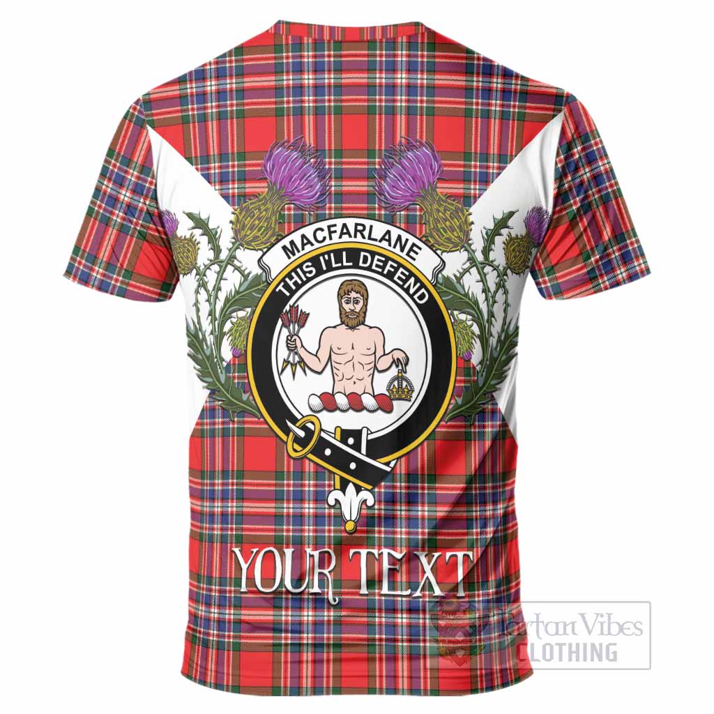 MacFarlane (McFarlane) Tartan Family Crest T-Shirt Scottish Burns Night Thistle Floral