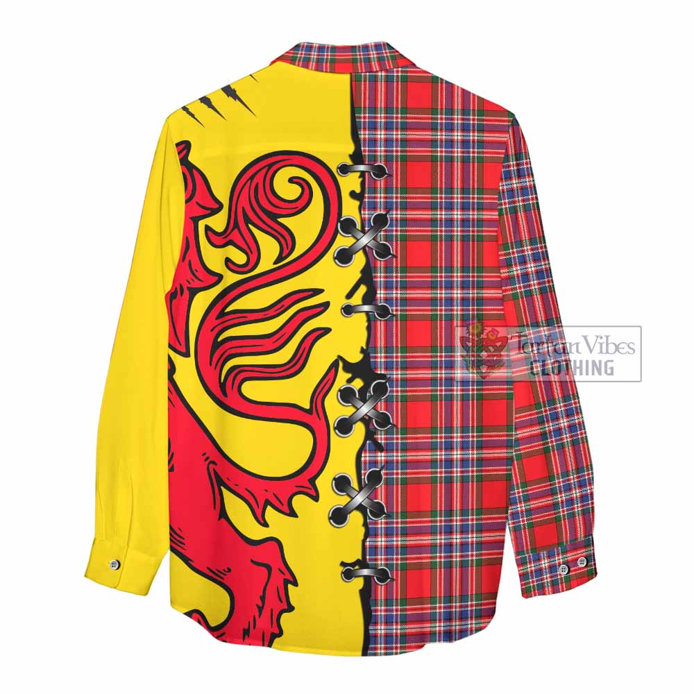 MacFarlane (McFarlane) Tartan Family Crest Women Casual Shirt Lion Rampant Honor - Tartan Vibes Clothing