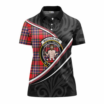 MacFarlane (McFarlane) Tartan Family Crest Women's Polo Shirt Celtic Scottish Thistle Floral