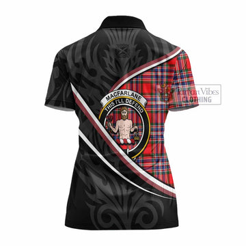 MacFarlane (McFarlane) Tartan Family Crest Women's Polo Shirt Celtic Scottish Thistle Floral