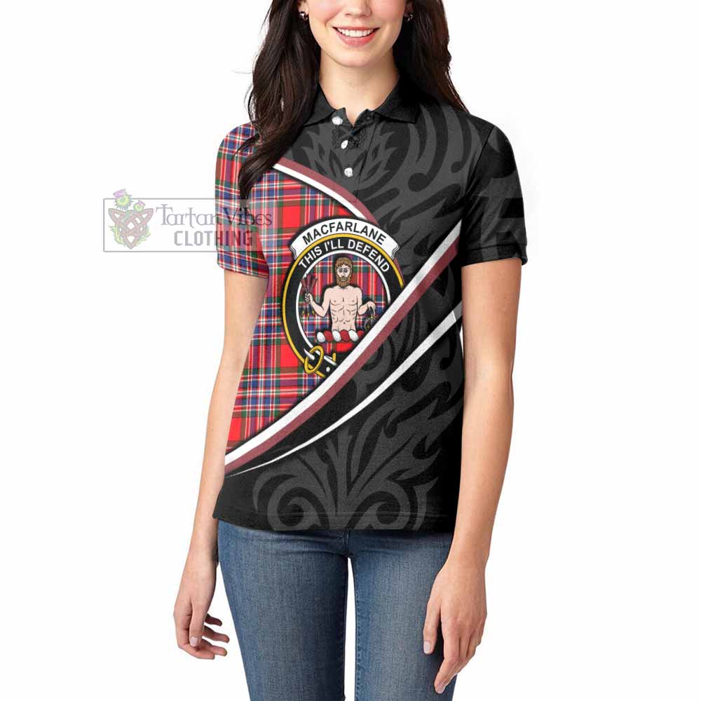 MacFarlane (McFarlane) Tartan Family Crest Women's Polo Shirt Celtic Scottish Thistle Floral - Tartan Vibes Clothing