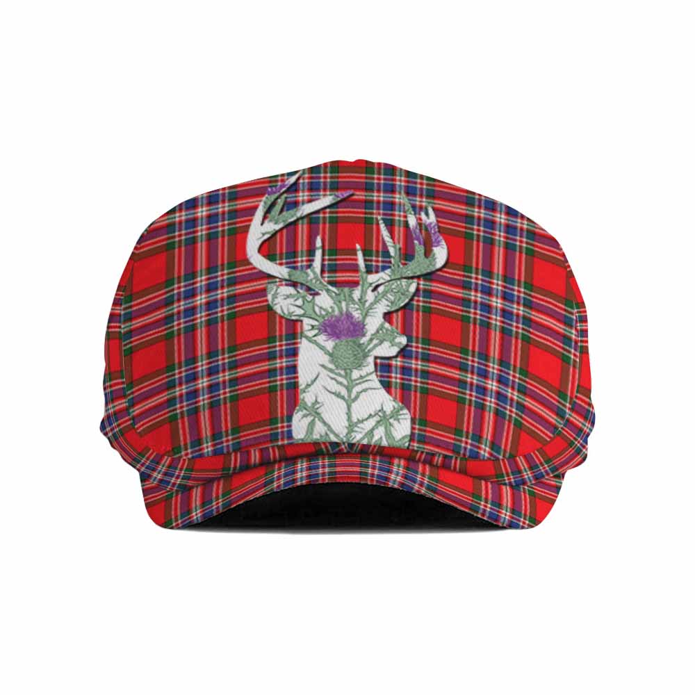 MacFarlane (McFarlane) Tartan Flat Cap, Jeff Cap Scottish Stag Thistle Floral Art